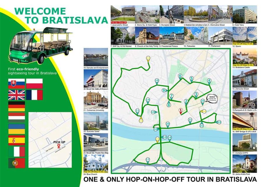 Bratislava: Hop-On Hop-Off Full Day+River Cruise & UFO tower - Where to start at Jesenského 4 and how to plan your day