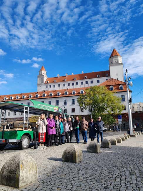 Bratislava: Hop-On Hop-Off Full Day+River Cruise & UFO tower - Bratislava Castle stop: views, time on your feet, and photo power
